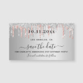 誕生日銀バラ金ゴールドは日付磁石を保存 (正面)