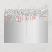 誕生日銀バラ金ゴールドグリッター保存日付 ポストカード (裏面)