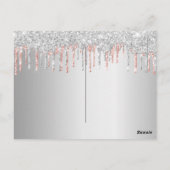 誕生日銀バラ金ゴールドグリッター保存日付 ポストカード (裏面)