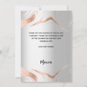 誕生日銀バラ金ゴールド写真サンキューカード 招待状 (裏面)