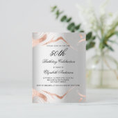 誕生日銀バラ金ゴールド大理石エレガント インビテーションポストカード (スタンド正面)