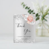 誕生日銀バラ金ゴールド花 サンキューカード (スタンド正面)