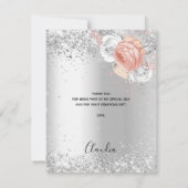 誕生日銀バラ金ゴールド花 サンキューカード (裏面)