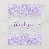 誕生日銀パープルグリッターサンキューカード (正面)