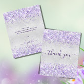 誕生日銀パープルグリッターサンキューカード