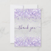 誕生日銀パープルグリッターダストサンキューカード サンキューカード (正面)