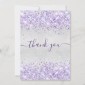 誕生日銀パープルグリッターダストサンキューカード 招待状 (正面)