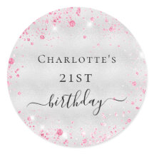 誕生日銀ピンクグリッターダストモノグラム