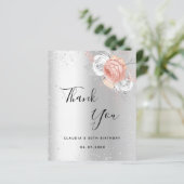 誕生日銀ピンクフローラサンキューカード (スタンド正面)