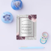 誕生日銀ブルゴーニュフローラ予算の招待 チラシ (シングル)