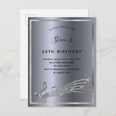 誕生日銀メタル音楽メタルノート インビテーションポストカード (正面/裏面)