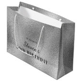 誕生日銀名ミニマルモダンリスト ラージペーパーバッグ (正面アングル)