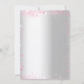 誕生日銀桃色の花グリッター 招待状 (裏面)