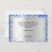 誕生日銀王室の色のキラキラ サンキューカード (裏面)