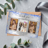 誕生日銀王室の色のキラキラ サンキューカード