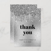 誕生日銀箔グリッターモダン贅沢 サンキューカード (正面/裏面)