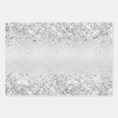 誕生日銀紙吹雪輝く名前エレガント ラッピングペーパーシート (正面2)