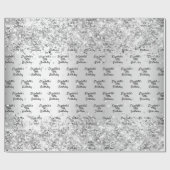 誕生日銀紙吹雪輝く名前エレガント ラッピングペーパー (フラット)