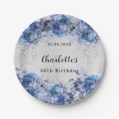 誕生日銀色の花 ペーパープレート (正面)