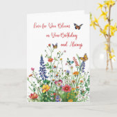 誕生日開花の感傷的愛 カード (黄色い花)