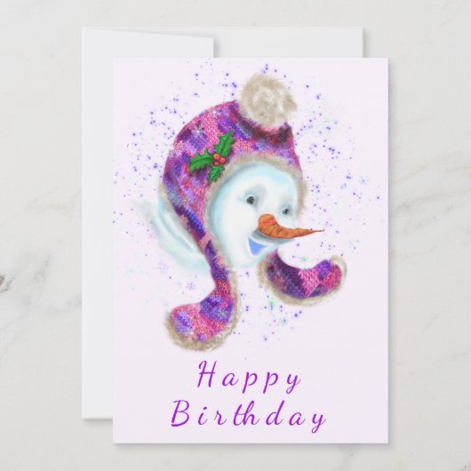 誕生日雪だるまインパープルピンクビーニーウィンターハット (裏面)