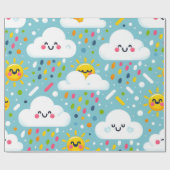 誕生日雲雨紙吹雪笑顔の太陽 ラッピングペーパー (フラット)