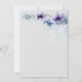 誕生日青紫色の半透明の水色の花 招待状 (裏面)
