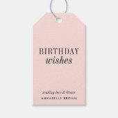 誕生日願い |シンプル赤面ピンクフェミニン色 ギフトタグ (正面)