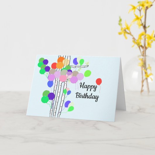 誕生日風船の木 カード (黄色い花)