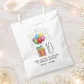 誕生日風船及び年齢と文字を有するプレゼント フェイバーバッグ (クリップ留めされた状態)