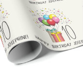誕生日風船及び年齢と文字を有するプレゼント ラッピングペーパー (ロールコーナー)
