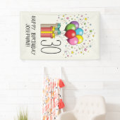 誕生日風船及び年齢と文字を有するプレゼント 横断幕 (インサイチュ)