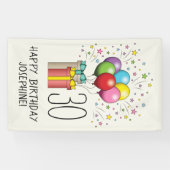 誕生日風船及び年齢と文字を有するプレゼント 横断幕 (横)