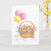 誕生日風船山花籠グリーティングカード カード (黄色い花)