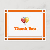 誕生日風船 オレンジ色の感謝のポストカード ポストカード (正面)