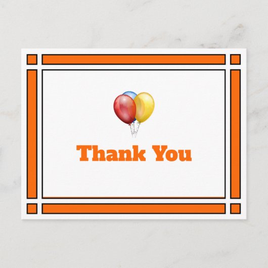 誕生日風船 オレンジ色の感謝のポストカード ポストカード (正面)