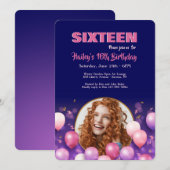 誕生日風船 フォト招待状 招待状 (正面/裏面)