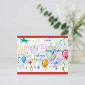 誕生日風船 | 青いビーチソング™ ポストカード (スタンド正面)