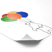 誕生日飛んでいるバルーン付きホッキョクグマ フォトプリント (角)