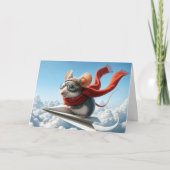 誕生日飛行機を操縦する紙マウス カード (正面)