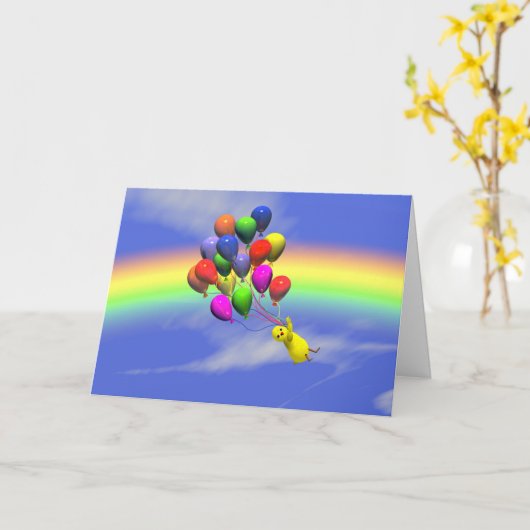 誕生日飛行 カード (黄色い花)