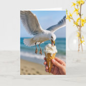 誕生日食べシーガルANアイスクリームコーン カード (黄色い花)