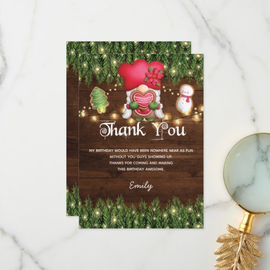 誕生日飾Cookieのパーティーサンキューカード サンキューカード (正面/裏面インサイチュ)