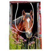 誕生日馬の野草と納屋のドア ミディアムペーパーバッグ (正面)