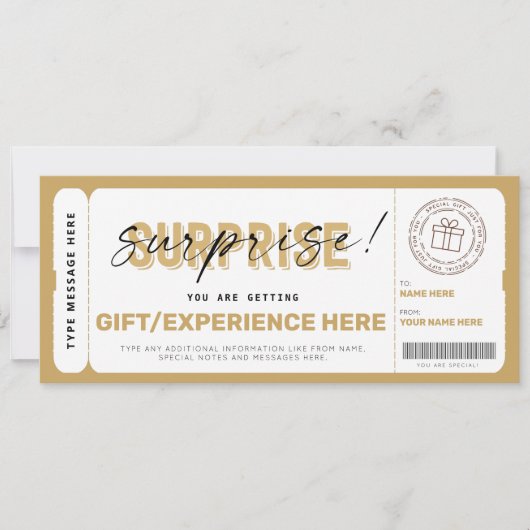 誕生日驚きの贈り物チケット証明書テンプレート (正面)