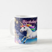 誕生日魔法お洒落ユニコーン茶マグカップ コーヒーマグカップ (正面左)