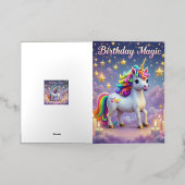 誕生日魔法ポスタお洒落ーunicorn kidsパーティー 箔グリーティングカード (外側レイダウン)