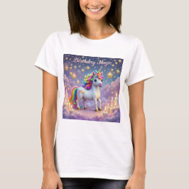 誕生日魔法ポスタお洒落ーunicorn kidsパーティー tシャツ