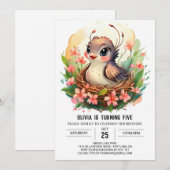  誕生日魔法鳥招待状 編集可能  招待状 (正面/裏面)