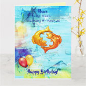 誕生日魚座 – 魚類（2月19日 – 3月20日） カード (黄色い花)